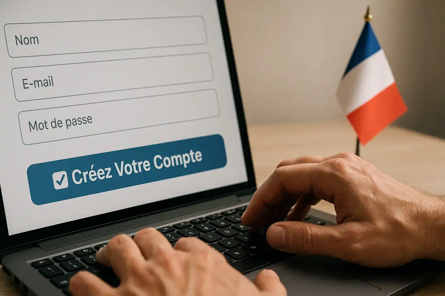 Un utilisateur remplit le formulaire d'inscription pour créer un nouveau compte joueur sur casino770, un processus simple et rapide pour les résidents français.